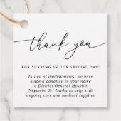 Einfach Kalligrafie Black & White Vielen Dank Geschenkanhänger (Vorderseite)