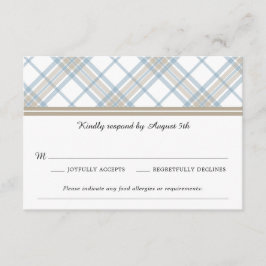 Einfach Kariert Blue & Tan Wedding RSVP