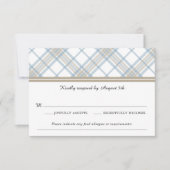 Einfach Kariert Blue & Tan Wedding RSVP (Vorderseite)