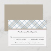 Einfach Kariert Blue & Tan Wedding RSVP Karte (Vorne/Hinten)