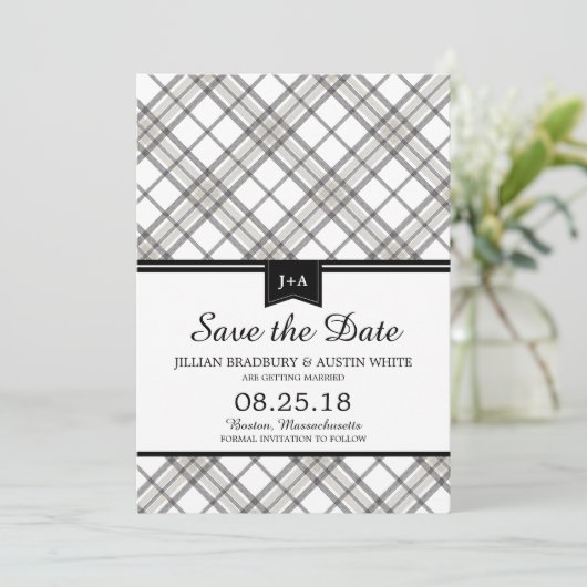 Einfach Kariert | SAVE THE DATE (Stehend Vorderseite)