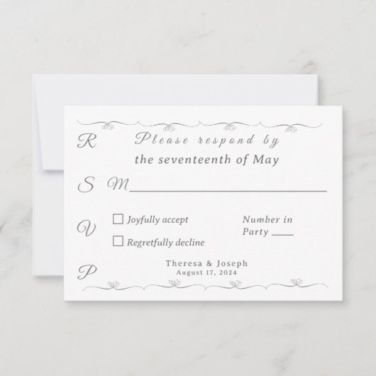 Einfach katholische Hochzeit Weiß RSVP Karte (Vorderseite)