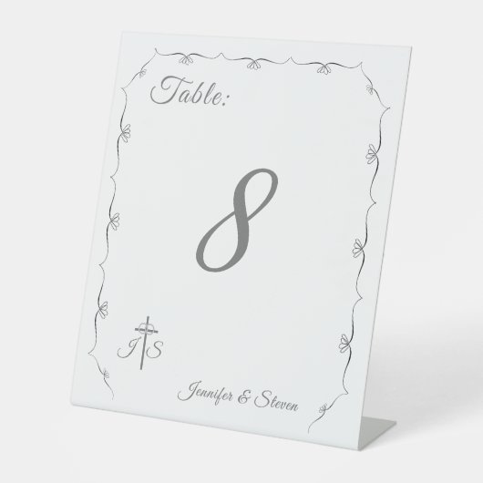 Einfach katholische Hochzeitssymbol der Tischnumme Sockelschild (Vorderseite)