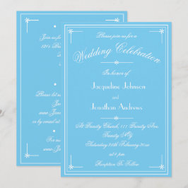 Einfach Klassisch Aqua Blau All In One Hochzeit Einladung