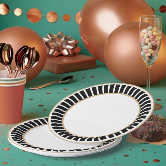 einfach | Klassisch | elegant | Trendschwarz & wei Pappteller (Multi)