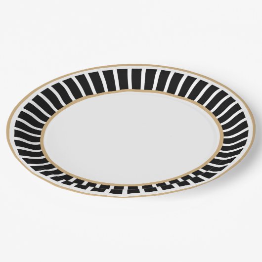 einfach | Klassisch | elegant | Trendschwarz & wei Pappteller (Schrägansicht)