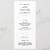 Einfach klassisch formell elegante Hochzeit Programm (Rückseite)
