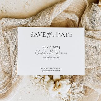 Einfach klassisch Schwarz und Weiß Save the Date