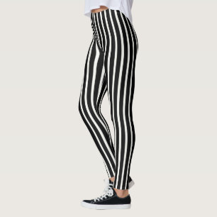 Einfach klassisch schwarz-weiß vertikal gestreift leggings