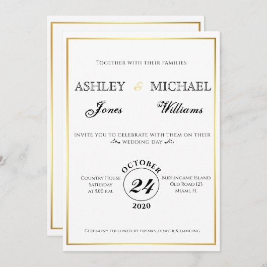 Einfach klassisch und elegant einladung (Vorne/Hinten)