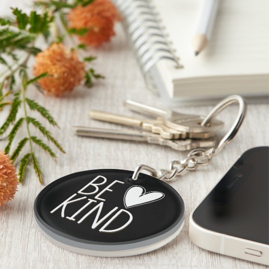 Einfach klassisch und elegant Schwarz-weiß sein Schlüsselanhänger (Vorderseite rechts)