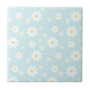 Einfach klassisch weiß Daisy Floral Fliese