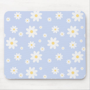 Einfach klassisch weiß Daisy Floral Mousepad