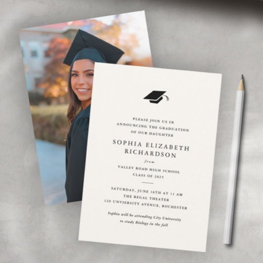 Einfach klassischer Abschluss mit Schwarz und Weiß Ankündigung