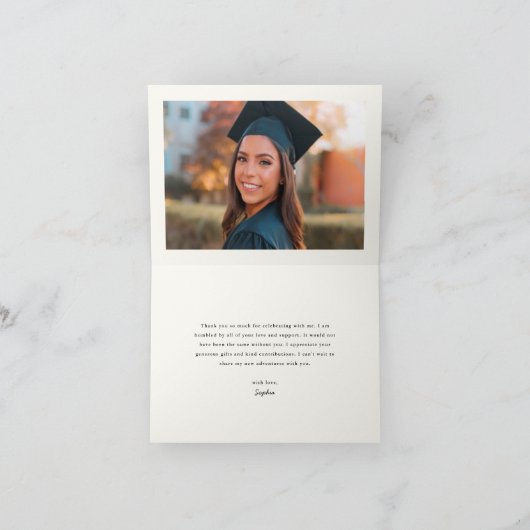 Einfach klassischer Abschluss mit Schwarz und Weiß Dankeskarte (Innenseite)