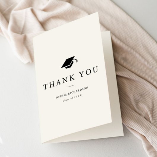 Einfach klassischer Abschluss mit Schwarz und Weiß Dankeskarte