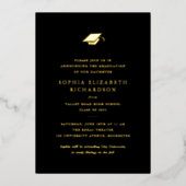 Einfach klassischer Abschluss mit Schwarz und Weiß Folieneinladung (Vorderseite)
