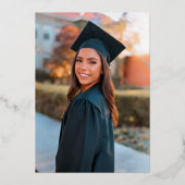 Einfach klassischer Abschluss mit Schwarz und Weiß Folieneinladung (Rückseite)