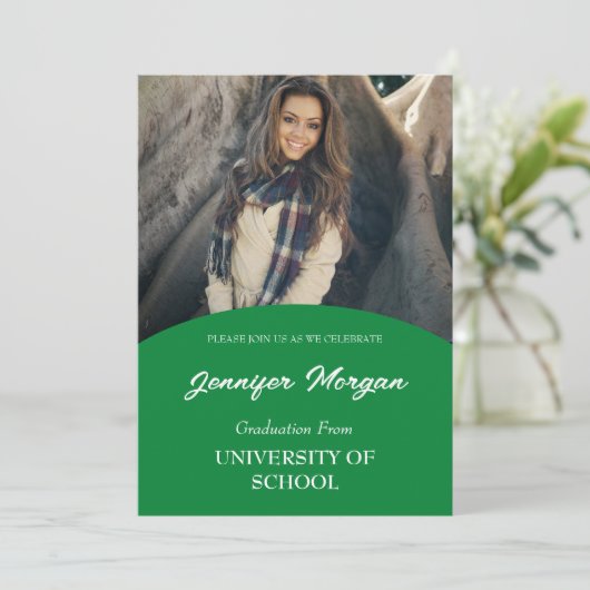 Einfach klassischer Foto Abschluss Einladung (Stehend Vorderseite)