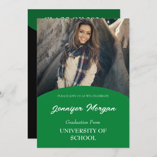 Einfach klassischer Foto Abschluss Einladung (Vorne/Hinten)