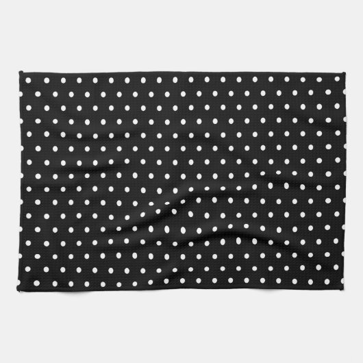 Einfach klassischer Retro Polka Dot Schwarz und We Geschirrtuch (Horizontal)