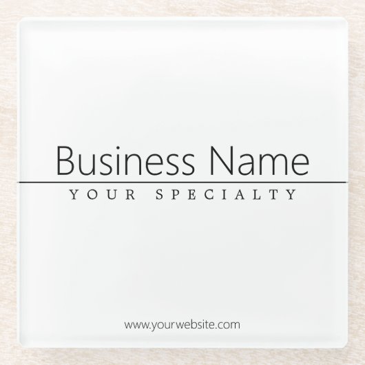 Einfach klassischer schwarzer Text auf Weiß Glasuntersetzer (Vorderseite)