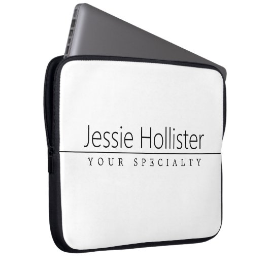 Einfach klassischer schwarzer Text auf Weiß Laptopschutzhülle (Vorne Rechts)