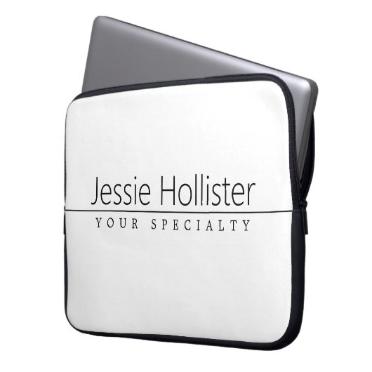 Einfach klassischer schwarzer Text auf Weiß Laptopschutzhülle (Vorderseite Links)