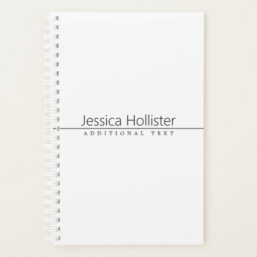 Einfach klassischer schwarzer Text auf Weiß Planer (Vorderseite)