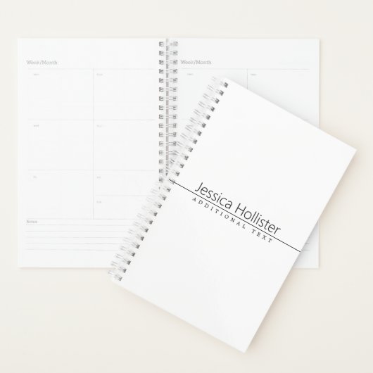 Einfach klassischer schwarzer Text auf Weiß Planer (Anzeige)