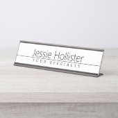 Einfach klassischer schwarzer Text auf Weiß Schreibtischnamensplakette (Vorderseite )