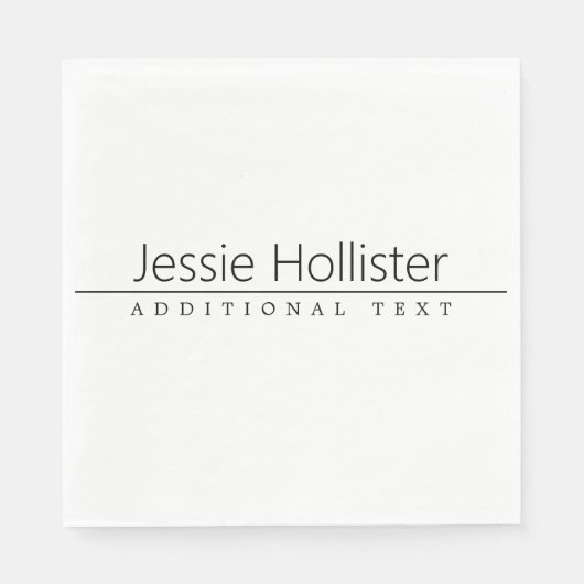 Einfach klassischer schwarzer Text auf Weiß Serviette (Vorderseite)