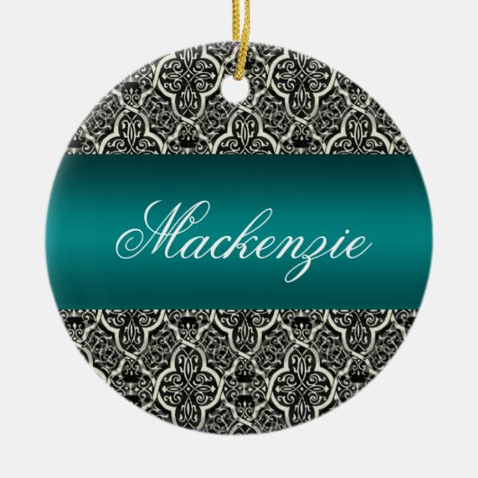 Einfach klassischer Urlaub Damask Rund Ornament (Vorne)