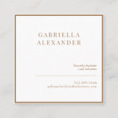 Einfach klassischer Weiß- und Goldplatz Quadratische Visitenkarte (Vorderseite)