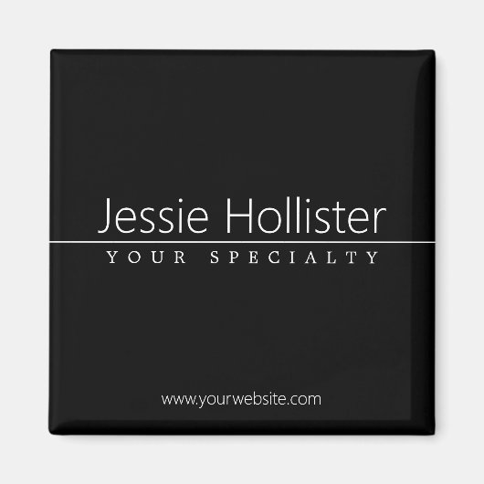 Einfach klassischer weißer Text auf schwarz Magnet (Vorne)