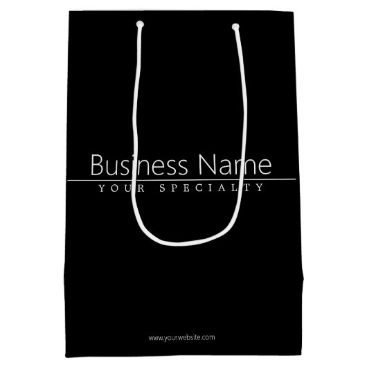 Einfach klassischer weißer Text auf schwarz Mittlere Geschenktüte (Rückseite)