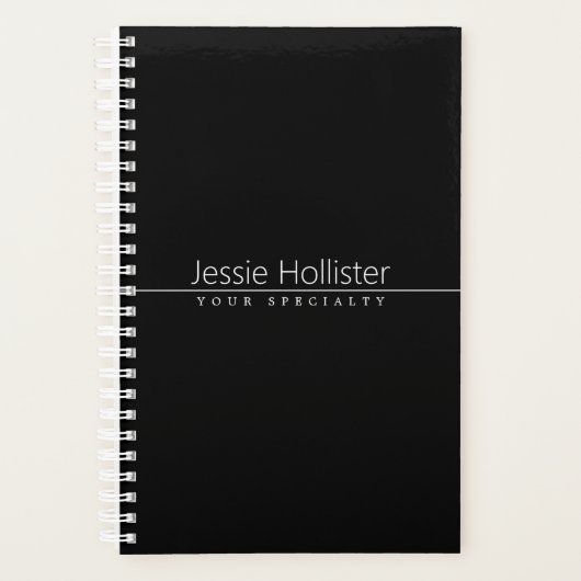 Einfach klassischer weißer Text auf schwarz Planer (Vorderseite)