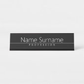 Einfach klassischer weißer Text auf schwarz Schreibtischnamensplakette (Vorderseite )