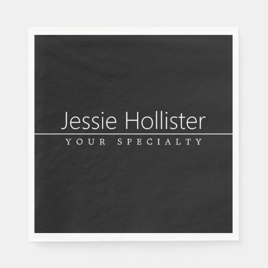 Einfach klassischer weißer Text auf schwarz Serviette (Vorderseite)