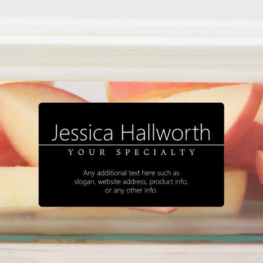 Einfach klassischer weißer Text auf schwarz wasser Etiketten (Befestigt)