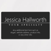 Einfach klassischer weißer Text auf schwarz wasser Etiketten (Design 1)