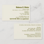 Einfach klassisches Elfenbein-Beruflich Visitenkarte (Vorne/Hinten)