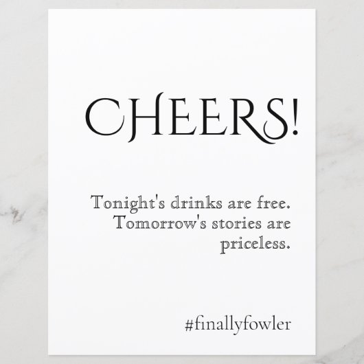 Einfach klassisches Hochzeitssegment Open Bar Sign (Vorderseite)