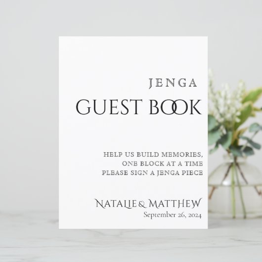 Einfach klassisches Jenga Gästebuch (Stehend Vorderseite)