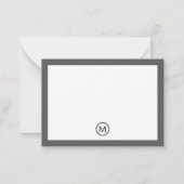 Einfach klassisches Monogramm, grau weiß Mitteilungskarte (Rückseite)