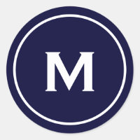 Einfach klassisches Monogramm Navy Blue White