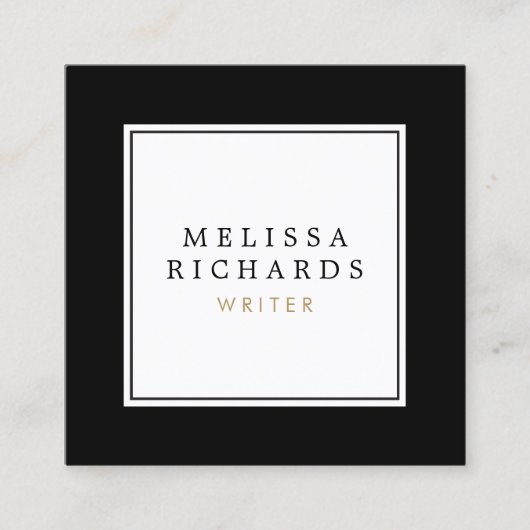 Einfach klassisches Schwarz und Weiß Quadratische Visitenkarte (Vorderseite)