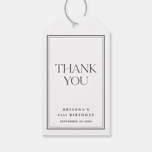 Einfach klassisches Schwarz & Weiß Vielen Dank Geschenkanhänger (Rückseite)