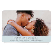 Einfach klein Save the Date, großes Foto blau Magnet (Horizontal)