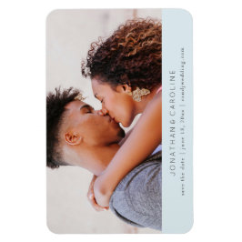 Einfach klein Save the Date, großes Foto blau Magnet